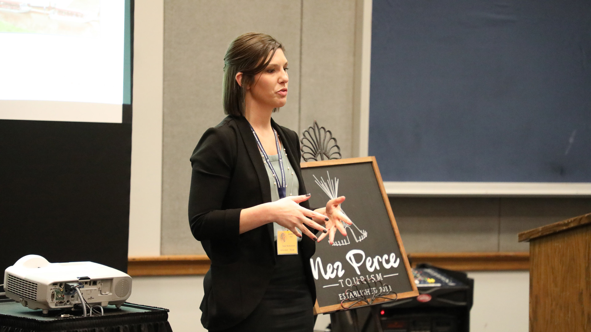 Female business student presenting